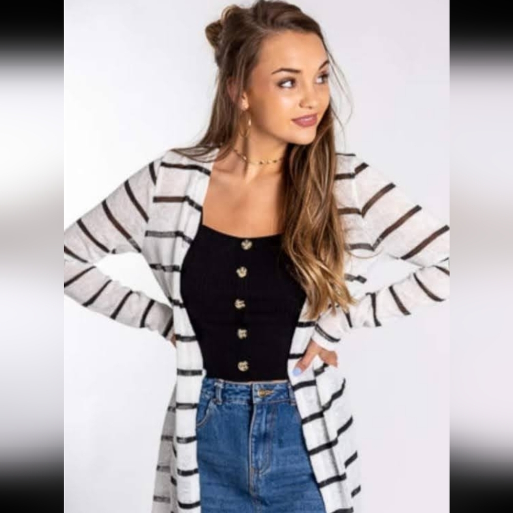 NWT, Striped Long Cardigan